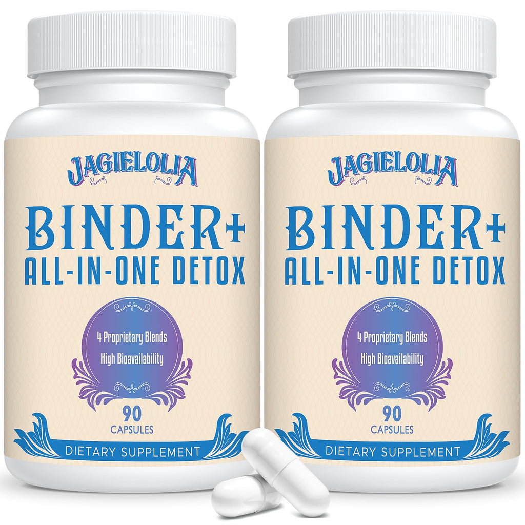 Jagielolia All-in-One Detox Binder Supplement 1500 MG - High Bioavailability, Liver Gut Detox Cleanse with Activated Charcoal, Zeolite & Bentonite Clay for Toxins, Liver, Digestive, 90 Vegan Capsules