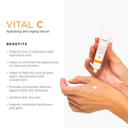 IMAGE Skincare, VITAL HYDRATION 3-Step Vitamin C Routine, Made with Hyaluronic Acid for Anti-Aging, Dry, Dull Skin, 3 Piece Skin Care Set