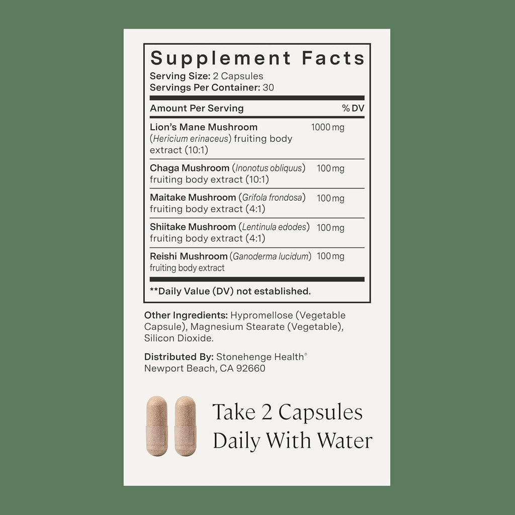 Stonehenge Health Dynamic Brain + Dynamic Mushrooms Bundle Memory Acquisition, Retention, & Recall with 40 Unique Nootropic Brain & Immune System Support