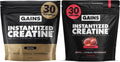 Gains in Bulk Intantized Creatine Bundle, Soluble Pre Workout Powder, Supports Muscle Building, Strength and Performance, Unflavored and Raspberry, 60 Servings