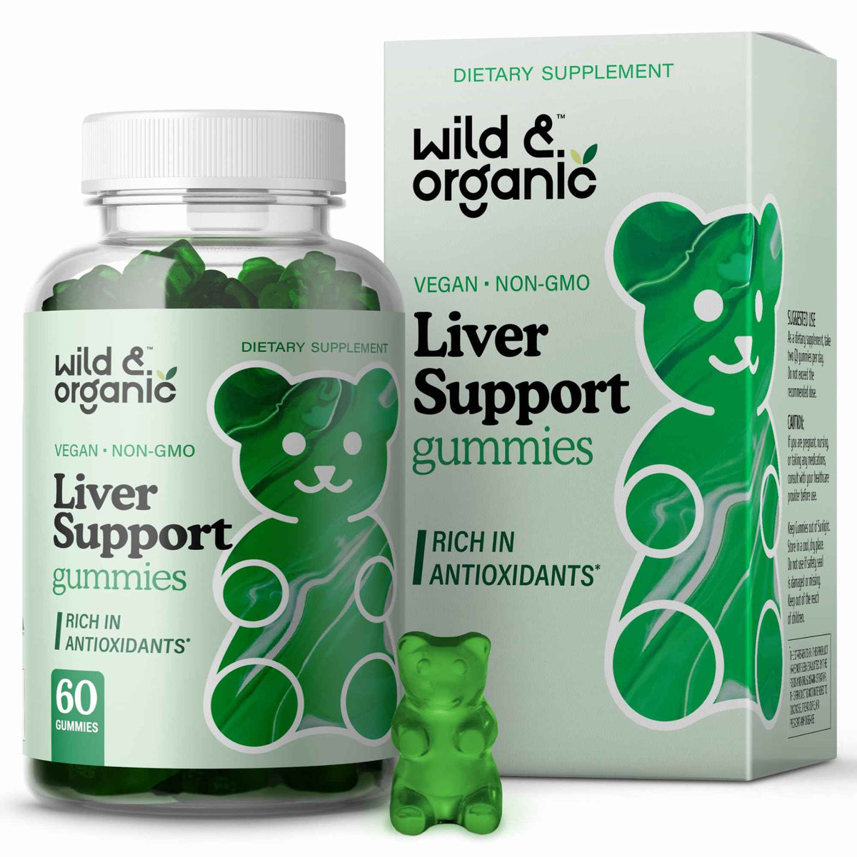 Wild & Organic Liver Support Gummies - Milk Thistle, Dandelion Root Extract for Liver Cleanse Detox - 60 Silymarin Milk Thistle Gummies