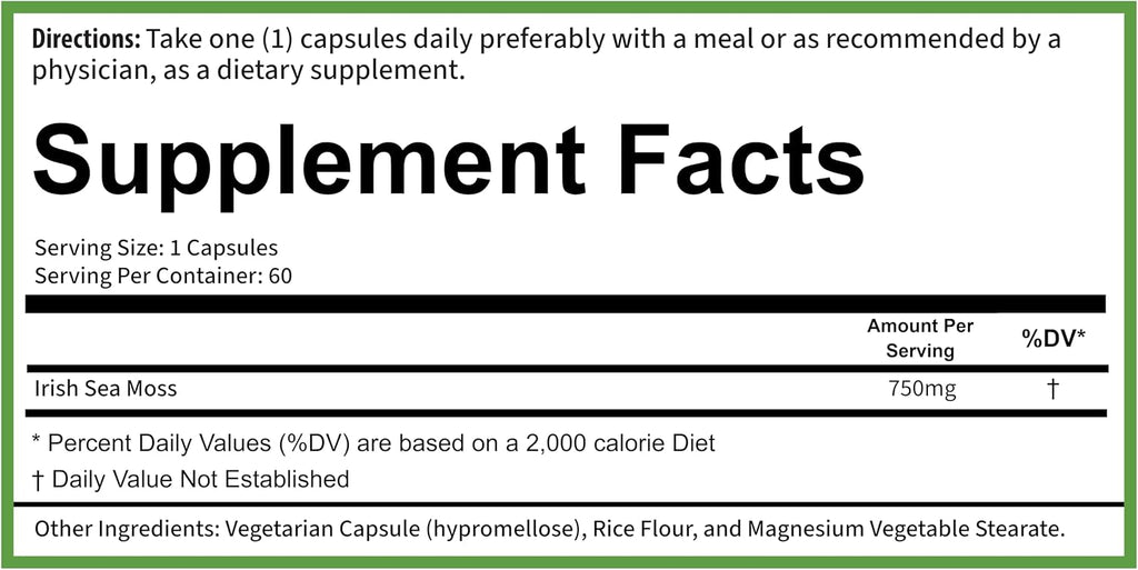 PURE® Irish Sea Moss 750mg - 60 Organic Capsules - Wildcrafted North Atlantic Superfood with 92 Essential Minerals - Thyroid, Immune & Energy Support - Made in the USA