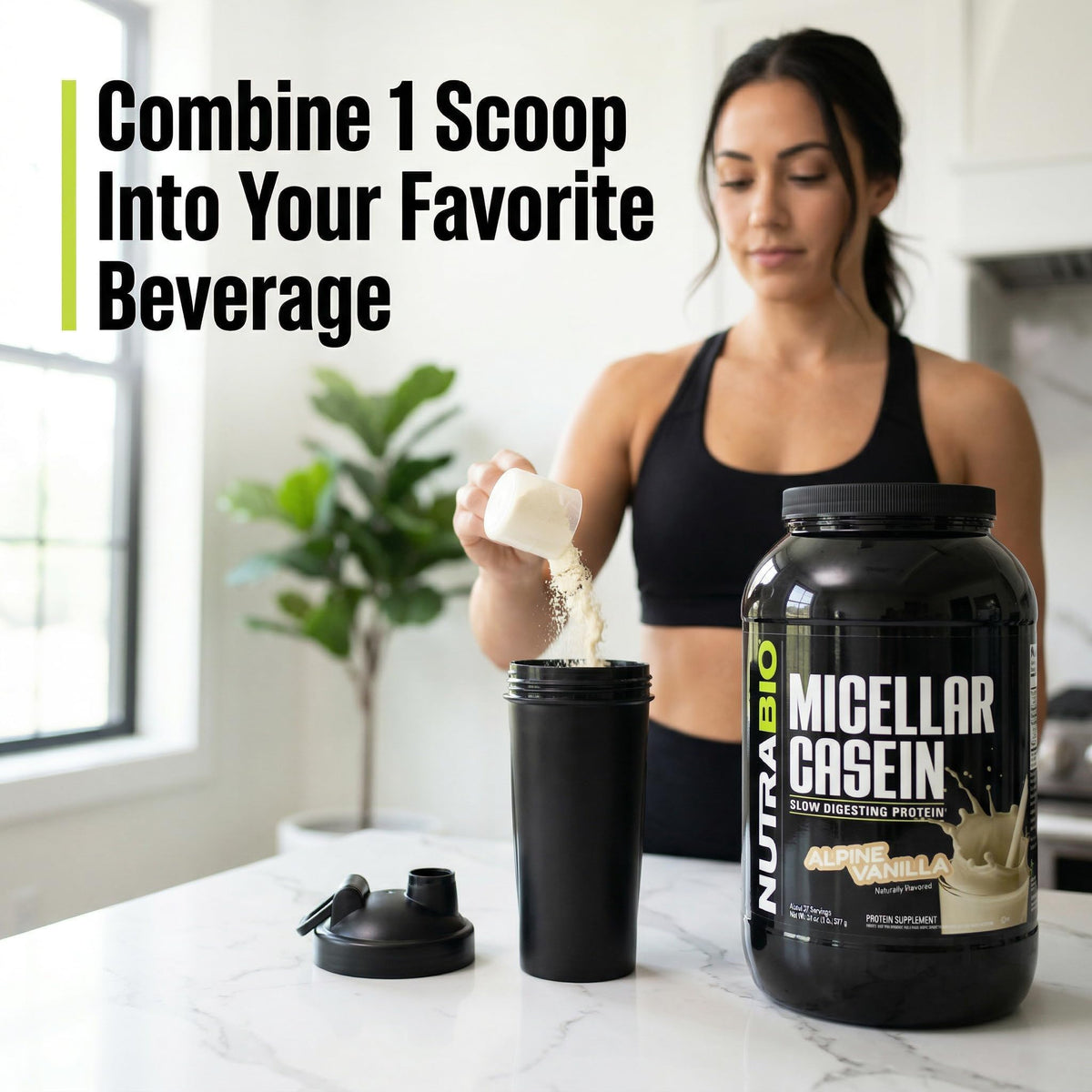 NutraBio Casein Protein Powder, Micellar Casien Powder, 25g Slow Digesting Protein, Helps Keep You Full, Overnight Muscle Recovery & Growth, BCAA & EAA, Gluten Free, Soy Free, 2lb Strawberry Ice Cream