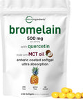 Bromelain 500mg with Quercetin & MCT Oil, 240 Enteric Coated Softgels | Ultra Absorption Bromelain Supplement | Natural Digestive Enzymes for Digestion & Joint Health | Non-GMO, Gluten Free
