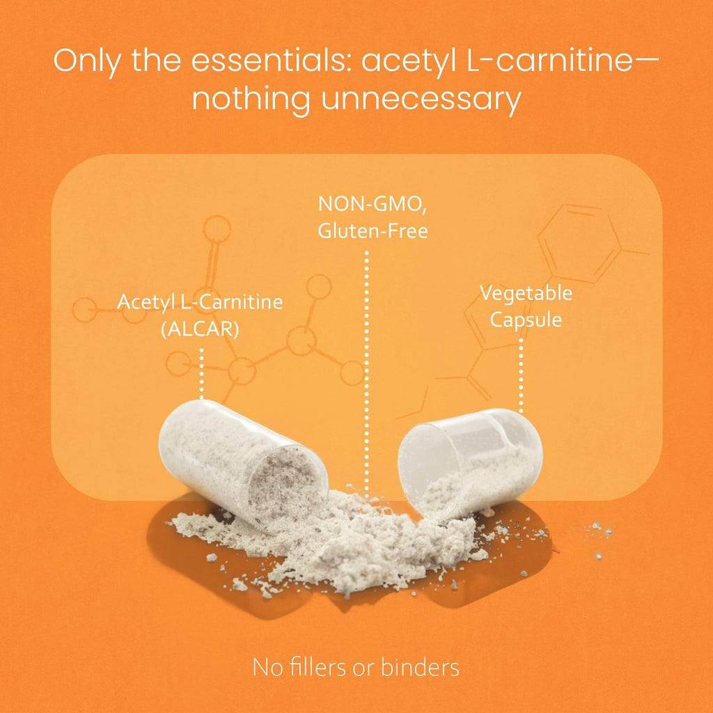 NaturaLife Labs Acetyl L-Carnitine (ALCAR) 1500 mg per Serving – 100 Capsules – Non-GMO, Gluten-Free, Vegan