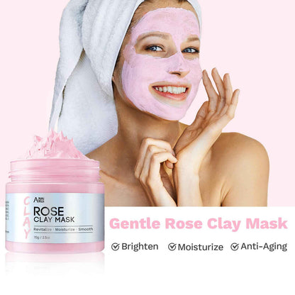 ANAI RUI 3 Pack Clay Mask Set Turmeric Vitamin C Clay Mask -Rose Facial Mask -Avocado Green Tea Mud Mask Smoothing, Hydration & Glow,Spa Gift Set