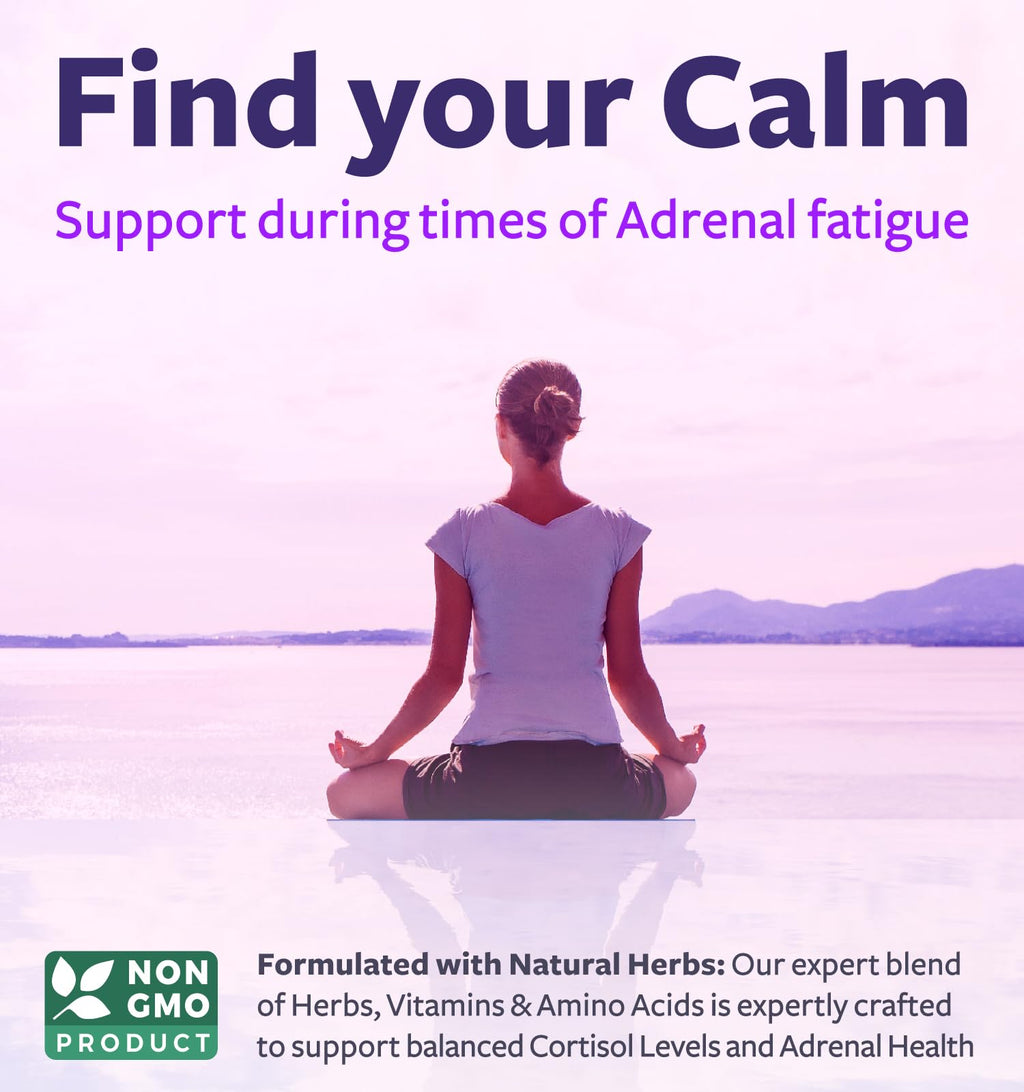 Adrenal System Support & Cortisol Manager (2 Month Supply) Powerful Ashwagandha & L-Tyrosine Fatigue Supplement - Maintain Balanced Cortisol Levels, Health, & Stress Relief - Non-GMO - 60 Capsules