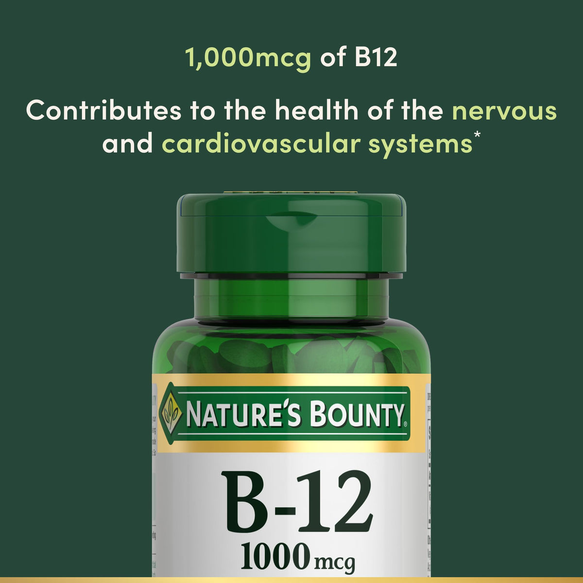 Nature's Bounty Vitamin B12 1000 mcg Supplements, Supports Energy Metabolism, 200 Ct