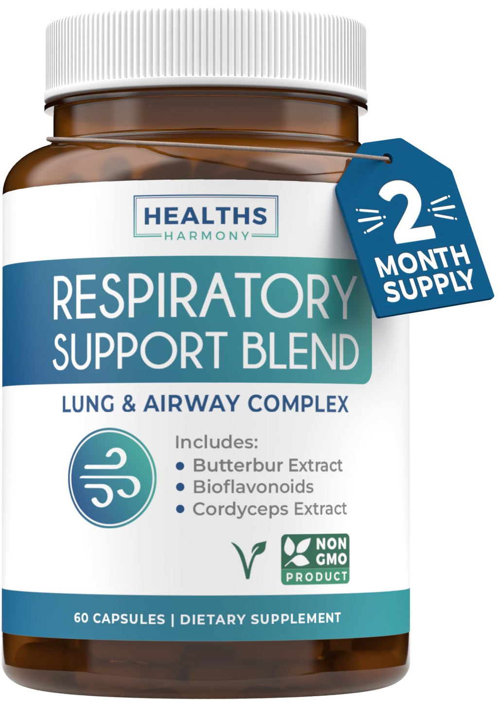 Respiratory Lung Health Supplement - Invigorating Lung Support Supplement Helps Support Clear Airways Mucus Removal and Seasonal or Year Round Detox - Vegan Herbal Non-GMO Formula (2 Months Supply)