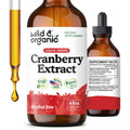 Wild & Organic Cranberry Concentrate Liquid Drops - Urinary Tract Support with Cranberry Supplement for Women & Men - 500 mg Extract per Serving - Vegan, Sugar & Alcohol-Free - 4 fl oz