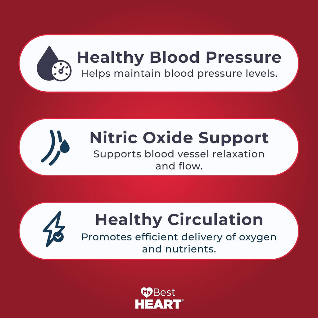 MyBestHeart Blood Pressure Support Supplement for Men & Women - 90 Capsules