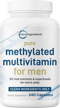 Micro Ingredients Pure Methylated Multivitamin for Men, 240 Capsules | 30 Essential Nutrients with Activated B Complex & Methylfolate + Saw Palmetto, Ginseng, Maca, Lycopene, Vitamin D3 & Zinc