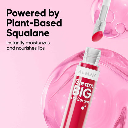 Almay Gleam Big™ Lip Serum, Hydrating and Moisturizing, Hypoallergenic Lip Gloss, Non-Sticky, 100 Positively Pink, 0.13 fl oz