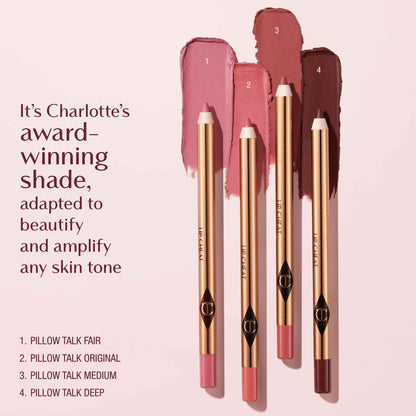 Charlotte Tilbury Lip Cheat Lip Liner Pencil - Creamy Fuller-Looking Lip Pencil with Jojoba Oil & Hyaluronic Acid - Waterproof, Smudge-Proof & Transfer-Proof - 6H Wear - Pillow Talk Medium
