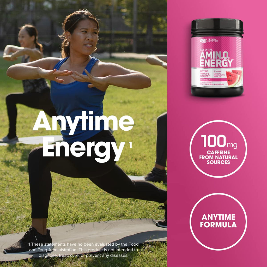 Optimum Nutrition, Amino Energy - Pre Workout with Green Tea, Bcaa, Amino Acids, Keto Friendly, Green Coffee Extract, Energy Powder - Concord Grape, 65 Servings
