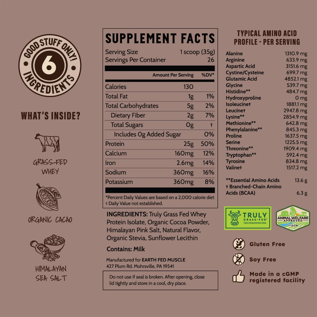 Earth Fed Muscle Whey Back Vanilla Irish Grass Fed Whey Protein Isolate | 25g protein per scoop, Third-Party Certified. Smooth vanilla, zero artificial sweeteners. Cold-processed in Ireland.