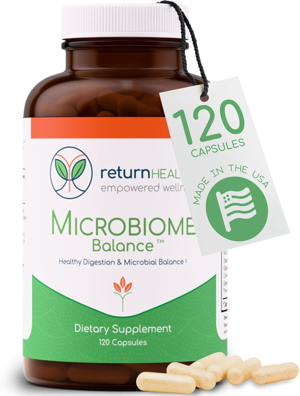 Microbiome Balance – Gut Health Supplement for Women and Men with Monolaurin & Caprylic Acid – Supports Digestive Wellness & Healthy Gut Environment – 120 Capsules