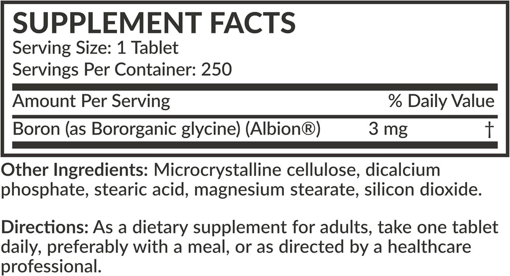Futurebiotics Boron 3mg, Vegetarian, Non-GMO, Chelated for Absorption, 250 Tablets