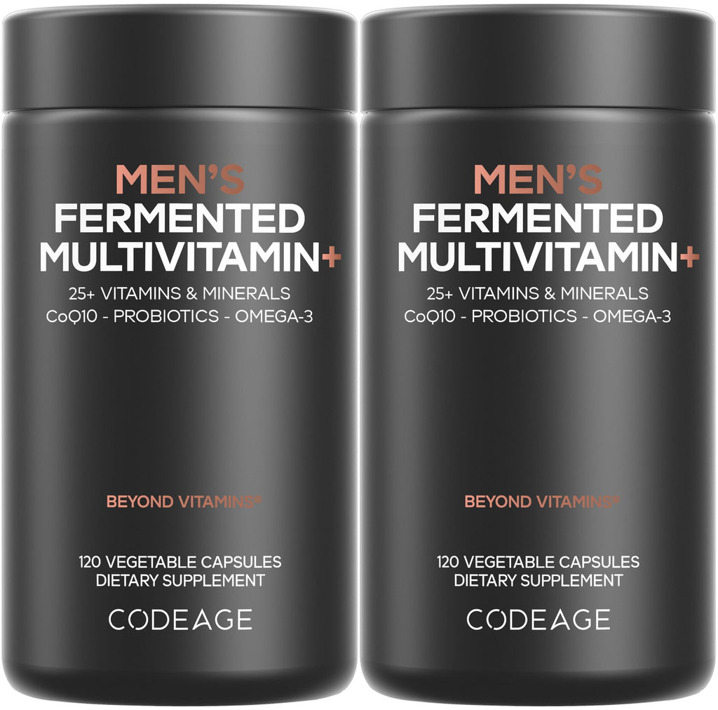 Codeage Men’s Daily Multivitamin – 25+ Essential Vitamins & Minerals, Organic Whole Foods, Probiotics, Omega-3, Zinc, Vitamins A, B, C, D, E & K – 120 Capsules