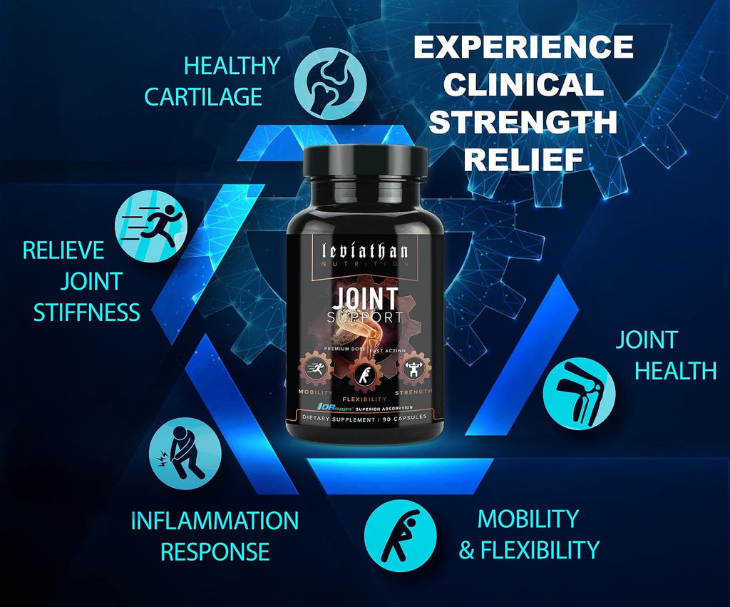 Leviathan Nutrition Joint Support | Helps Repair & Restore Joints for Comfort Mobility, Flexibility, Strength & Joint Health with Boswellia for Hands Back Knee and Joints for Men & Women - 90 Capsules