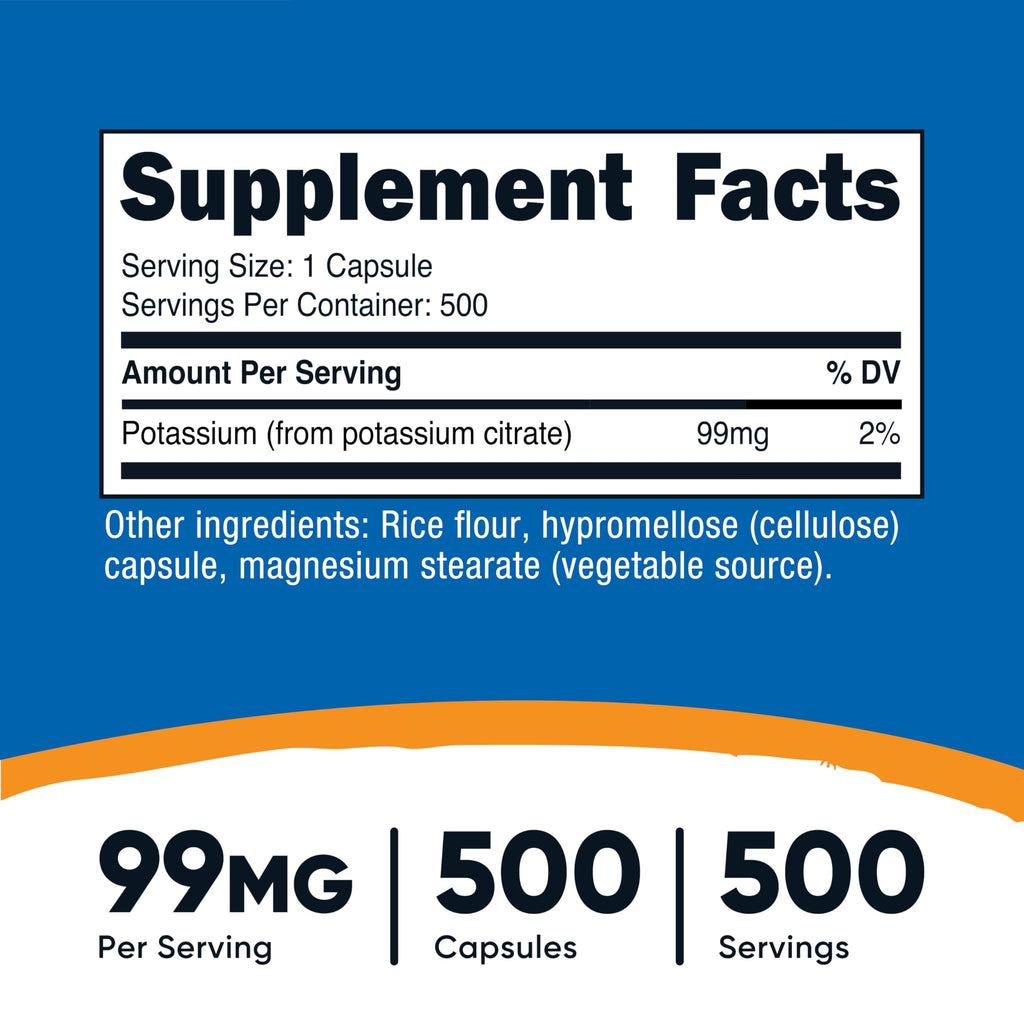 Nutricost Potassium Citrate 99mg, 500 Capsules