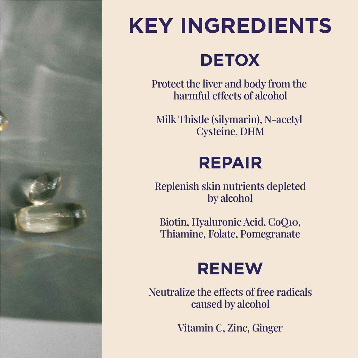 Nouel | Skin + Liver + Immunity Support | Recovery Supplement for Drinking | Milk Thistle, NAC, Hyaluronic Acid, CoQ10, Biotin,