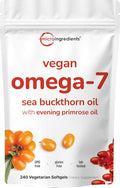 Vegan Omega-7 Sea Buckthorn Oil, 240 Vegetarian Softgels | 2-in-1 with Evening Primrose Oil | Plant Based Botanical Oil Blend | Non-GMO, Gluten, & Carrageenan Free