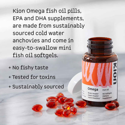 Kion Omega - Omega 3 Fatty Acid Supplements - DHA Supplements - Mini Fish Oil Softgels - Omega 3 DHA EPA Fish Oil Pills - Fish Oil 1,000 mg - 30 Servings