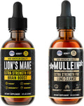 HERBIFY Bundle - Lions Mane & Mullein Vanilla 4 Fl Oz Drops - Supplement for Memory, Focus & Clarity & Immune Support, Lung Cleanse and Bronchial Support
