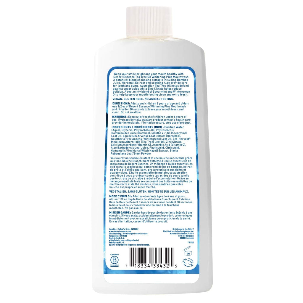 Desert Essence Mouthwash, Tea Tree Whitening Mint, 16 Fluid Ounce