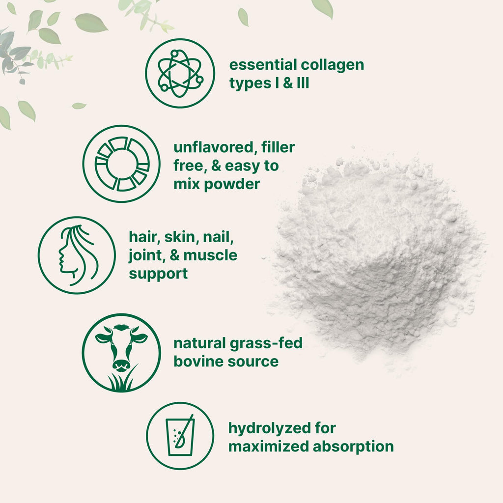 Micro Ingredients Hydrolyzed Collagen Peptides Powder, 1 lb | Type I & III Collagen for Women & Men | Unflavored Bovine Collagen Protein | Easy Dissolve, Paleo, Non-GMO