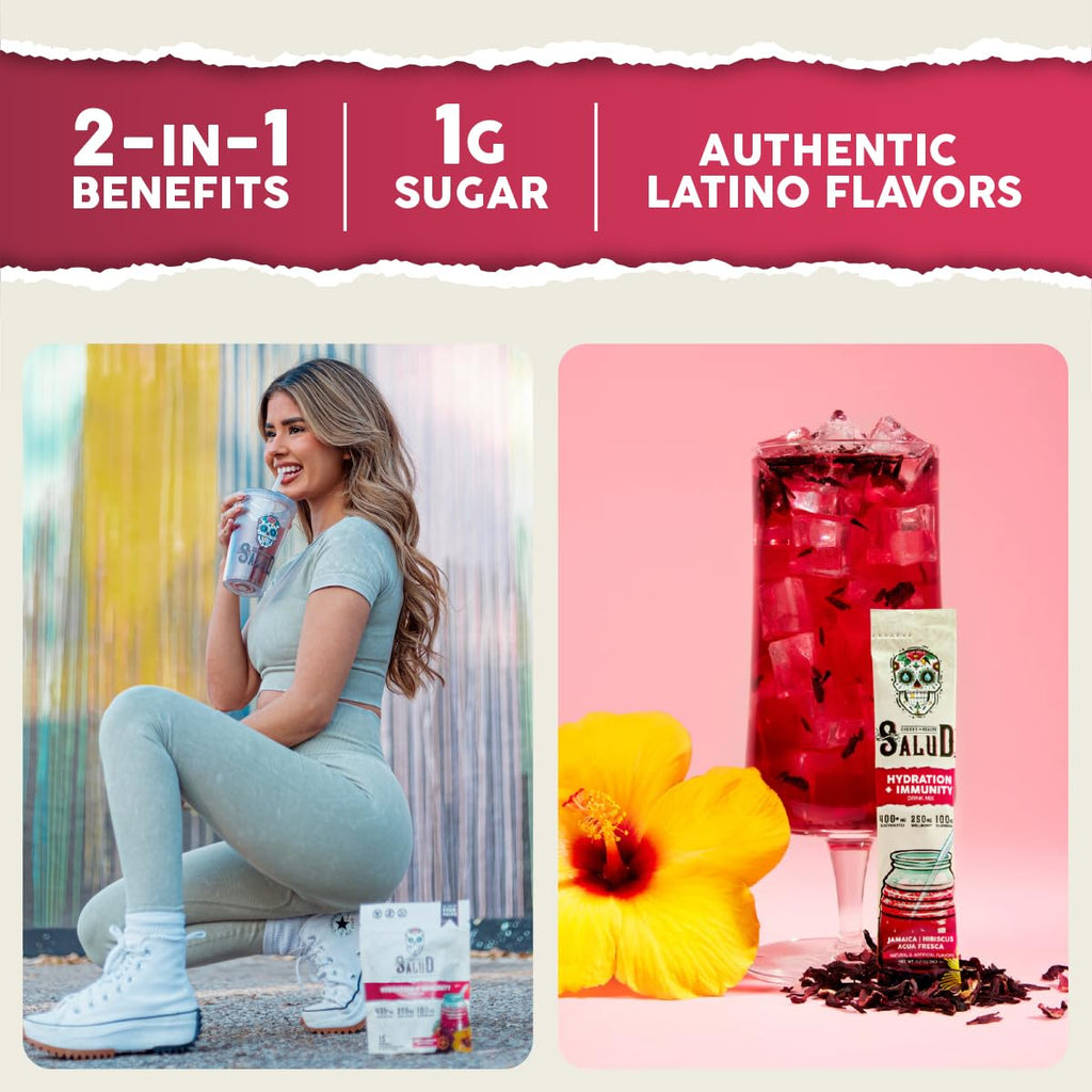 Salud Variety 3-Pack | 2-in-1 Calm + Sleep (Punch), Hydration + Immunity (Hibiscus) & Energy + Focus (Cucumber Lime) - 15 Servings Each, Drink Mix, Non-GMO, Gluten Free, Low Calorie, 1g of Sugar