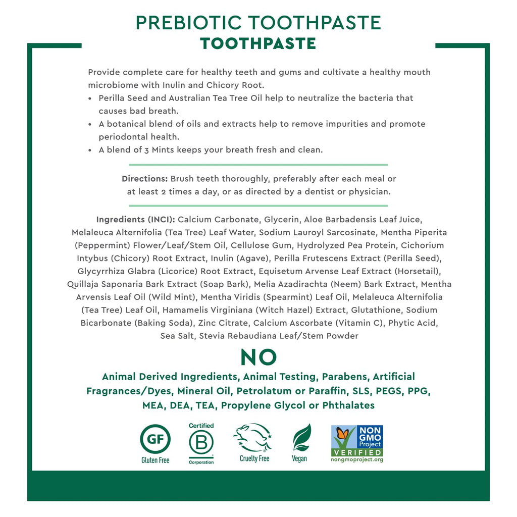 Desert Essence Prebiotic Mint Toothpaste, Fluoride Free, 6.25 oz