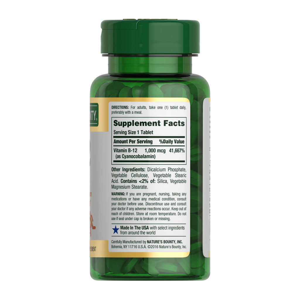 Nature's Bounty Vitamin B12 1000 mcg Supplements, Supports Energy Metabolism, 200 Ct
