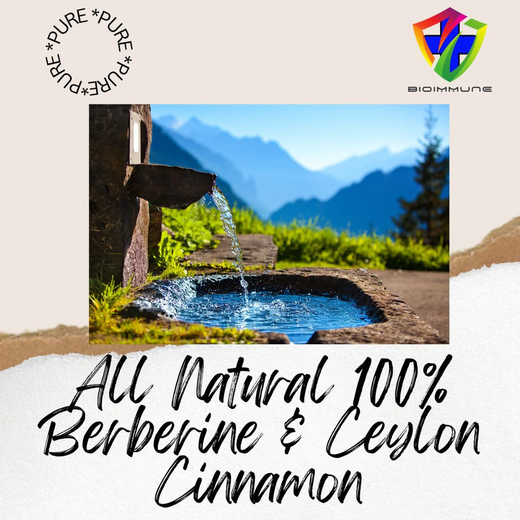 BioImmune Berberine Supplement Synergistically Enhanced Potency, Ceylon Cinnamon for Enhanced Absorption & Synergistic Effects for Healthy Levels