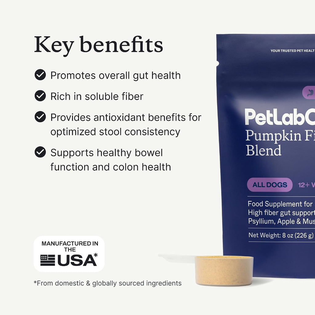 PetLab Co. – Gut & Digest Daily Duo: Pumpkin Powder Blend for Easy Digestion & Firm Stools for Small/Medium/Large Dogs & Salmon‑Flavoured Probiotic Chews to Support Gut & Immune Balance – Easy to Use