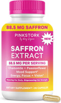 Pink Stork Saffron Extract for Mood Balance for Women, 30 Capsules | 88.5mg Saffron with Chamomile & Passionflower, Stress, Calm + Cortisol Support, Emotional Wellness + Hormonal Mood Balance