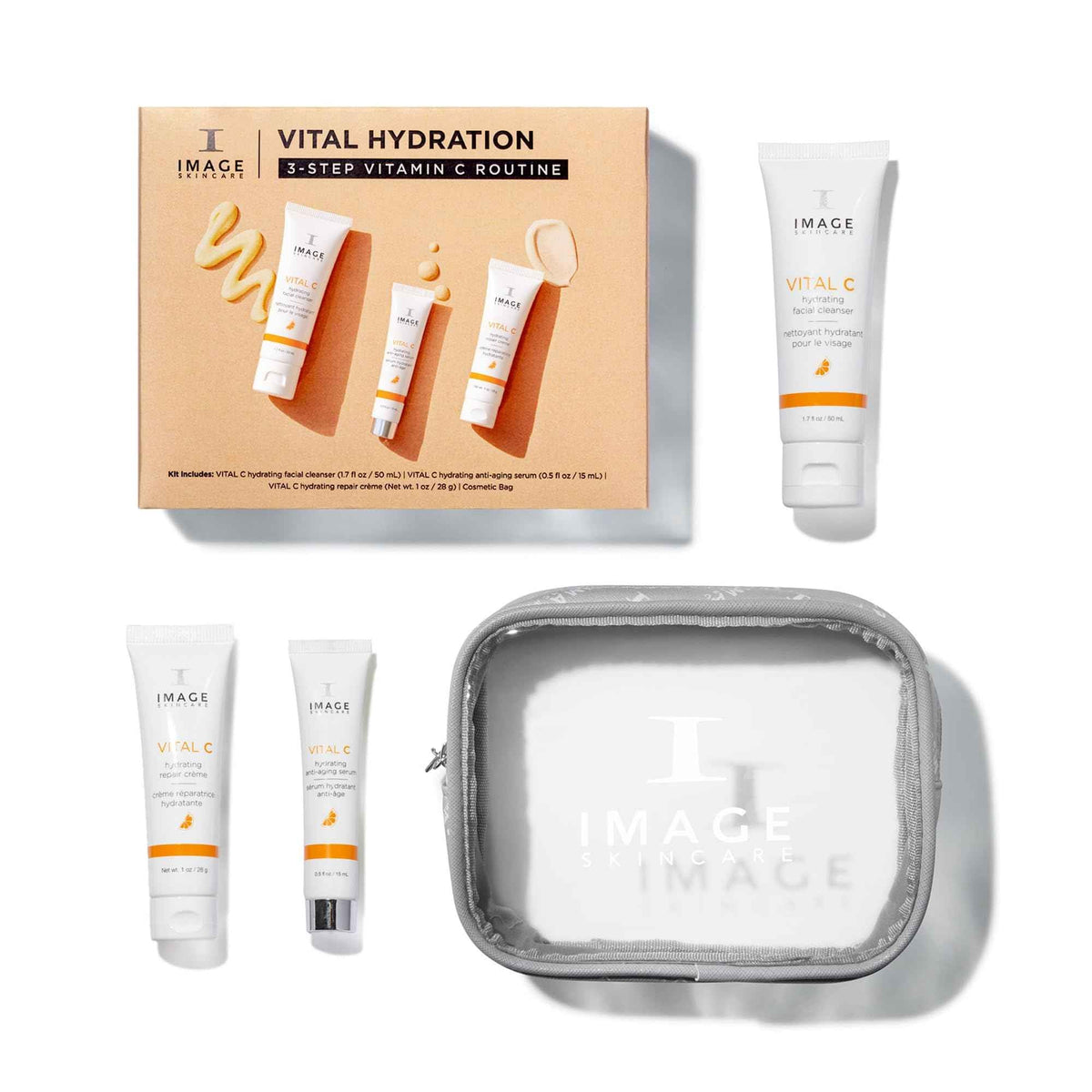 IMAGE Skincare, VITAL HYDRATION 3-Step Vitamin C Routine, Made with Hyaluronic Acid for Anti-Aging, Dry, Dull Skin, 3 Piece Skin Care Set