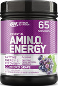 Optimum Nutrition, Amino Energy - Pre Workout with Green Tea, Bcaa, Amino Acids, Keto Friendly, Green Coffee Extract, Energy Powder - Concord Grape, 65 Servings