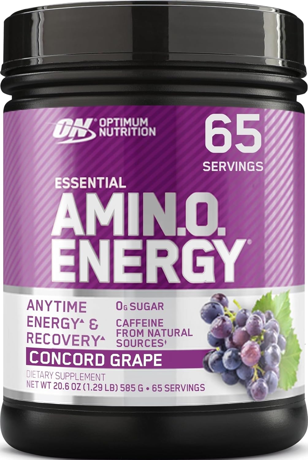 Optimum Nutrition, Amino Energy - Pre Workout with Green Tea, Bcaa, Amino Acids, Keto Friendly, Green Coffee Extract, Energy Powder - Concord Grape, 65 Servings