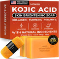 MONIER Kojic Acid Soap - Dark Spot Remover Soap Bars - with Collagen | with Collagen, Turmeric, Coconut Oil, Vitamin C, Vitamin E, Moisturizing & Nourishing, Original Japanese Complex