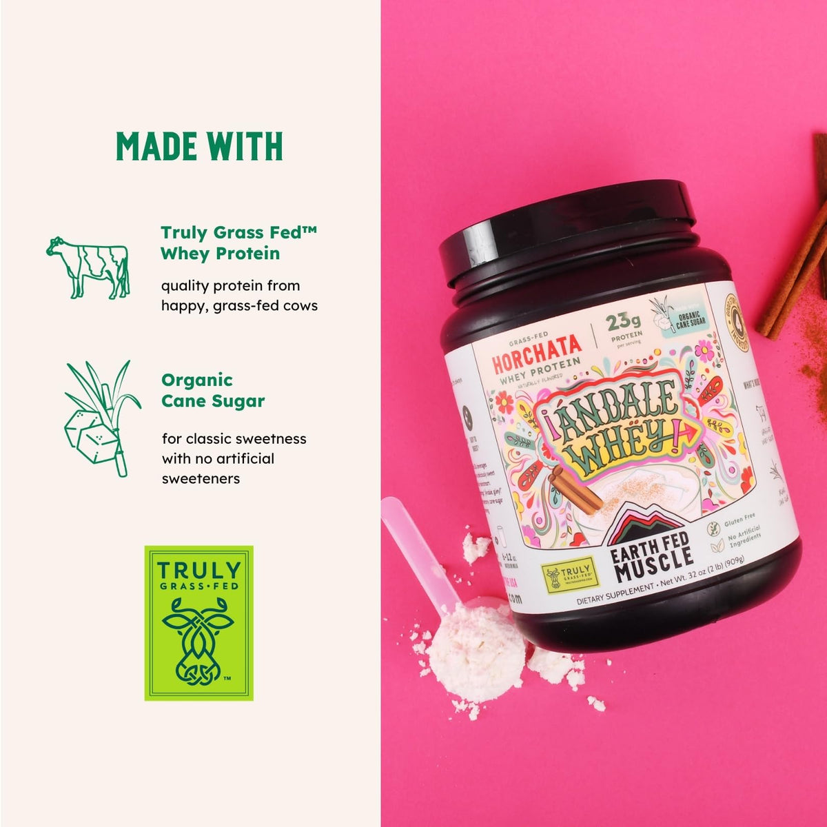 Earth Fed Muscle Whey Back Vanilla Irish Grass Fed Whey Protein Isolate | 25g protein per scoop, Third-Party Certified. Smooth vanilla, zero artificial sweeteners. Cold-processed in Ireland.