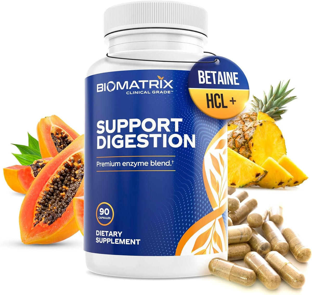 Digestive Enzymes Supplement (90 Capsules) Support Digestion - with Purified Bile, Pancreatin, Plant Enzymes, Ox Bile, Betaine HCL, Support Digestion of Fats Carbohydrates and Proteins