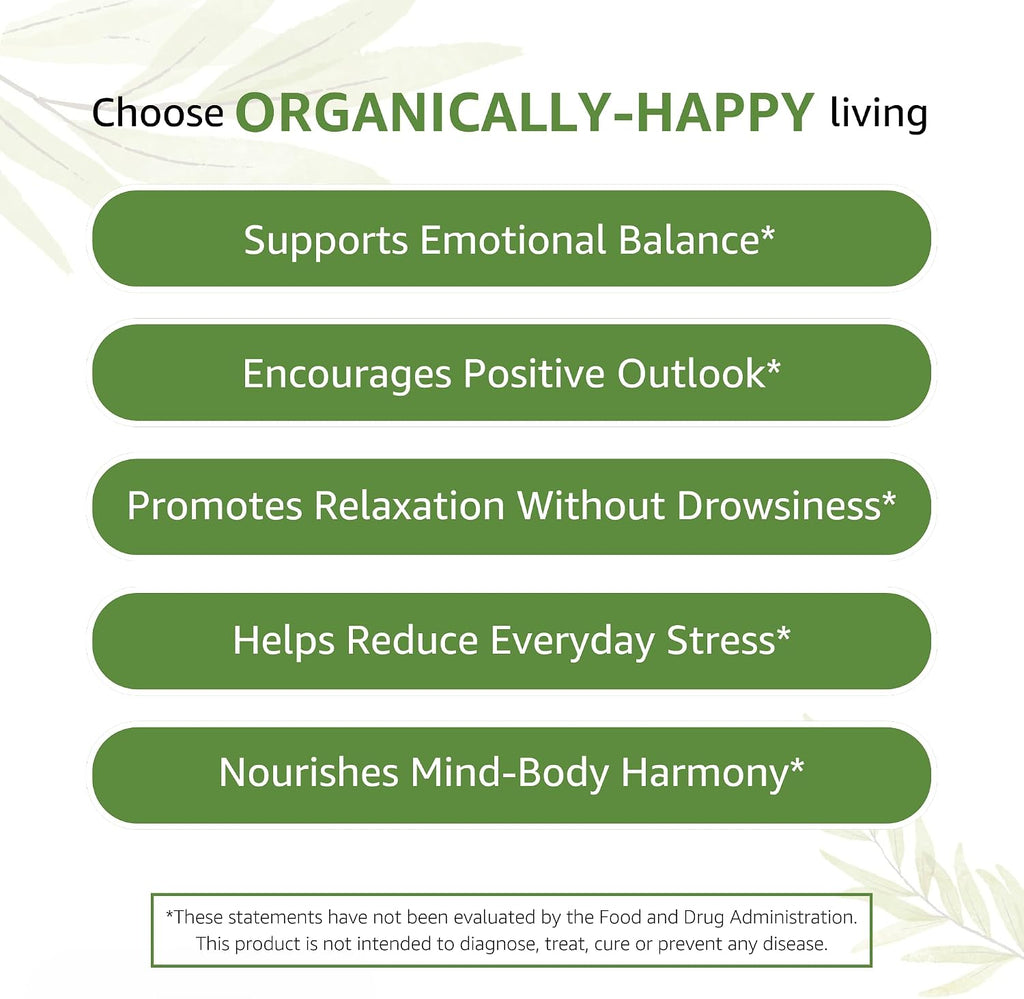 Bodymune Organic MoodBliss | Supports a Calm, Relaxed & Positive Mood* | with Ashwagandha, St. John's Wort & Lemon Balm | USDA Organic, USA-Made, Non-GMO, Gluten-Free - 60 cts.