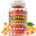 L-Lysine Gummies 500/1000mg with Algae Omega 3, Vitamin B2, D3, K2, C for Kids 9+, Teen & Adult, Lysine Supplement Support Immune, Lip & Oral, Collagen Production, Brain, Bone Health, Sugar Free 1Pack