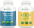 Magnesium Glycinate 400mg + Vitamin D3 125mcg K2 MK7 90mcg - 270 Tablets & 150 Capsules Bundle - Made in USA