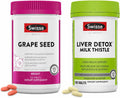 Swisse Liver Detox Milk Thistle & Grape Seed Extract Bundle – Liver Support, Antioxidant & Skin Health Supplement for Men & Women