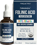 Organic FolinicActive Kids - Folinic Acid + B12, B6 & B2 Cofactors - Gentle Methylation Support for Mood, Energy & Cognition, Age Adjustable Dosing for Kids 1-18, Non GMO, Vegan, Berry Flavor (60mL)