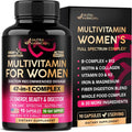 Multivitamin for Women - B-Complex | Whole Foods | Hair Growth Support | Digestion & Metabolism | Iron - 47in1 Womens Multivitamin - Bioavailable & Gentle on Stomach - 90 Capsules, 3 Month Supply