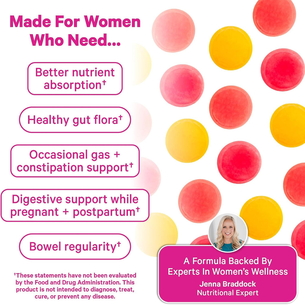 Pink Stork Prenatal Fiber Gummies for Women - 3g Prebiotic Inulin from Chicory Root - Natural Pregnancy & Postpartum Stool Softeners for Constipation & Digestive Health - 60 Vegan Fiber Chews